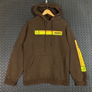 Burton‎ Brown Graphic Drawstring Pullover Hoodie Sweater Men's Size Small